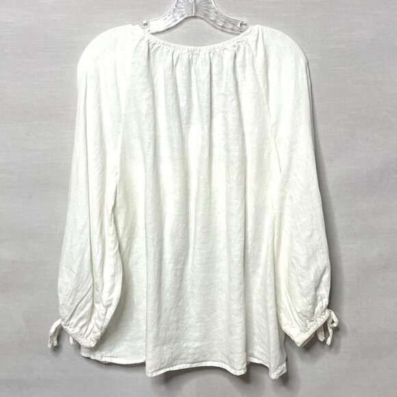 Sundance Sahara Linen Top in Ivory Women’s Pullover Blouse PL Half Button Front - Picture 3 of 8